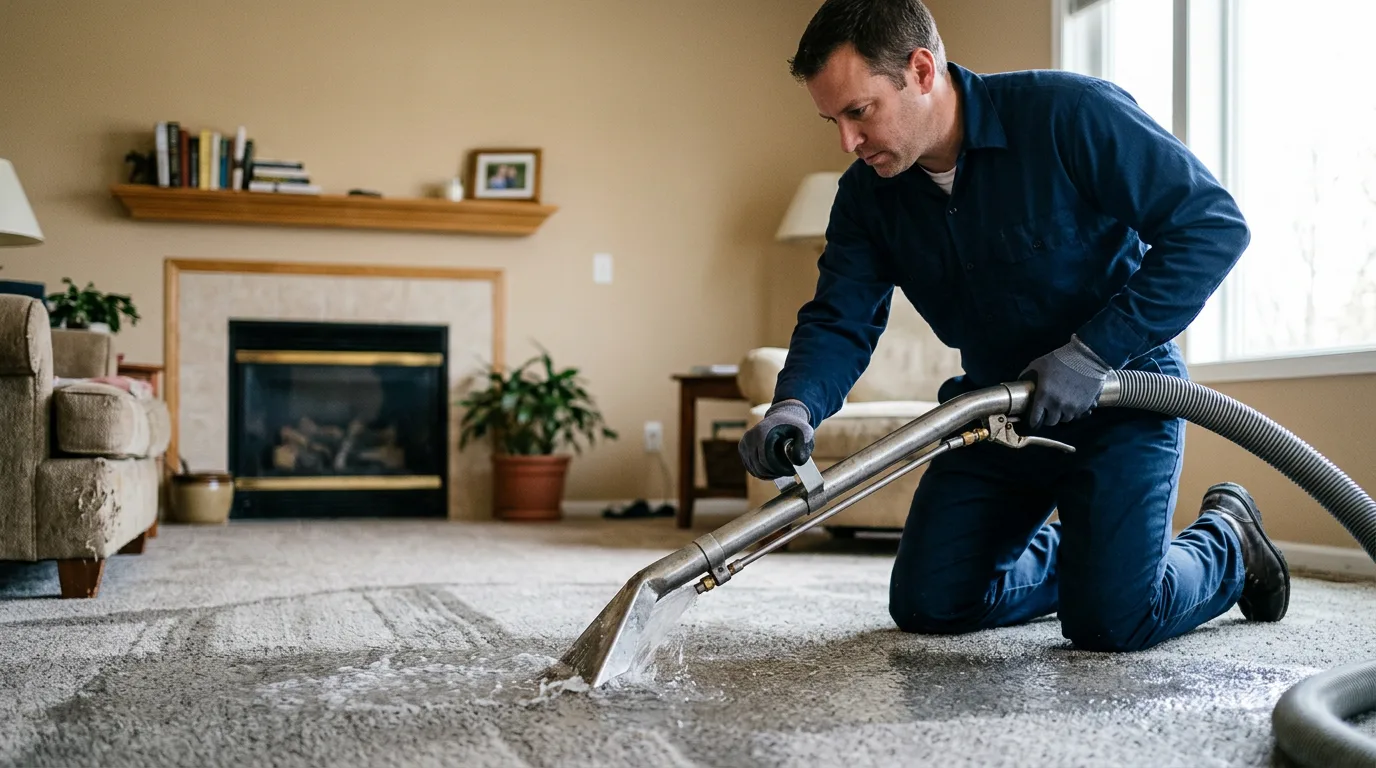 Water damage restoration technician working near Crosby, TX